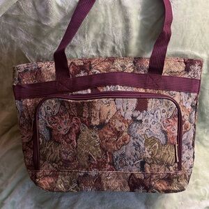 Vintage 90’s  Bovano Cat Tapestry Shoulder Bag Laptop Fits Tote Bag